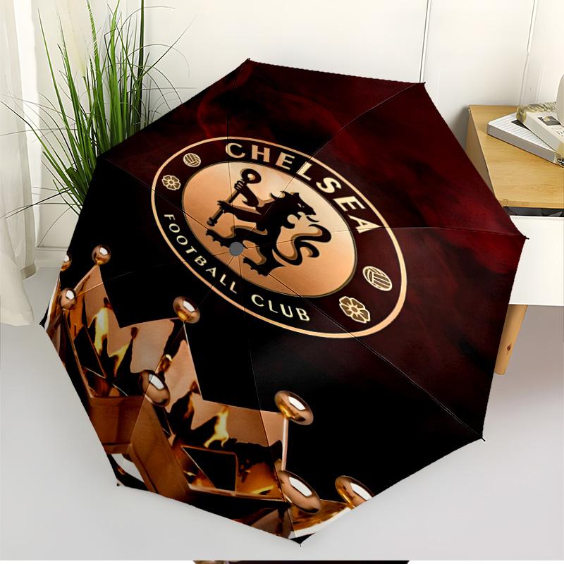 Parasol z nadrukiem Chelsea F.C. Automatyczne otwieranie i zamykanie, Przenośny składany parasol, na zewnątrz, do dojazdów, na wycieczkę kempingową, Idealny prezent urodzinowy