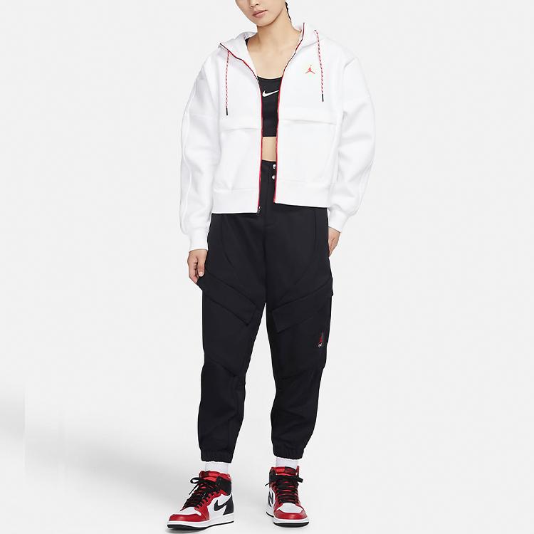 Jordan Knit Hooded Cardigan Sweatshirt Women Tops White CW6503-100