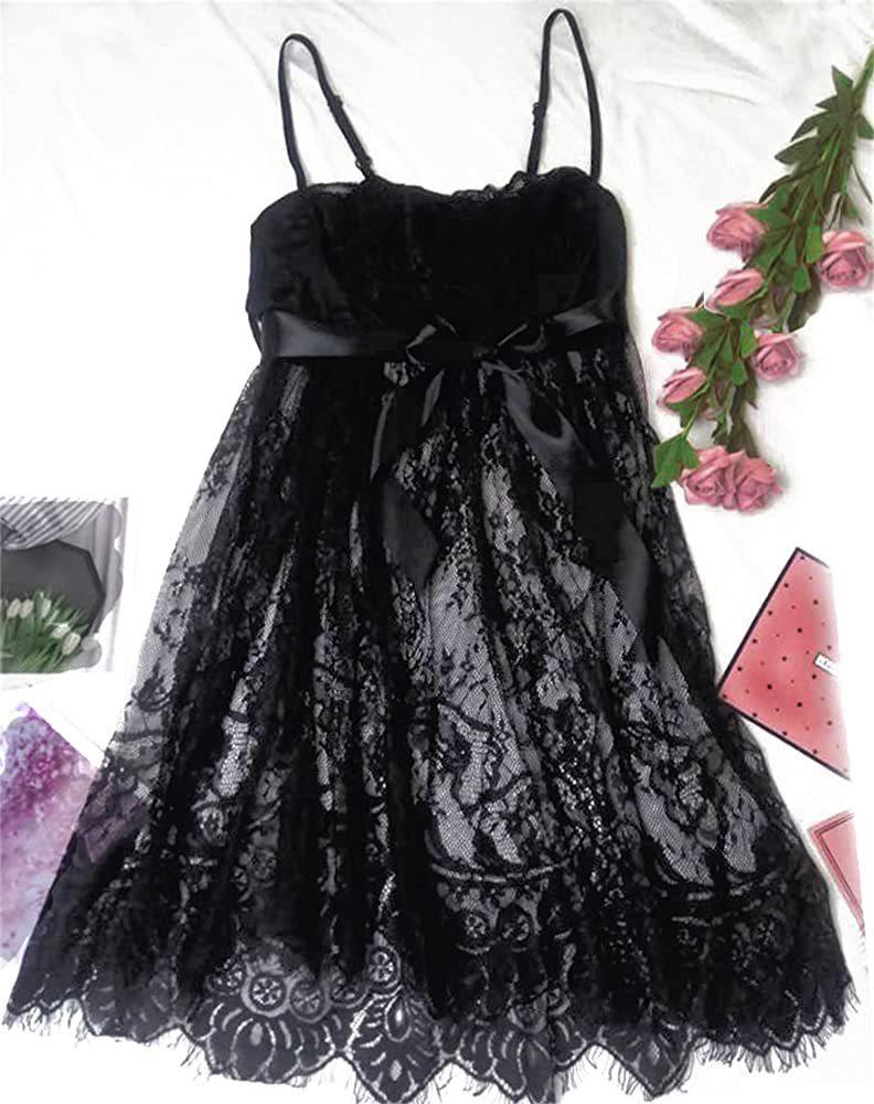 Noční košilka bez rukávů z krajkové síťoviny ve větších velikostech - Sexy a okouzlující evropský/americký styl