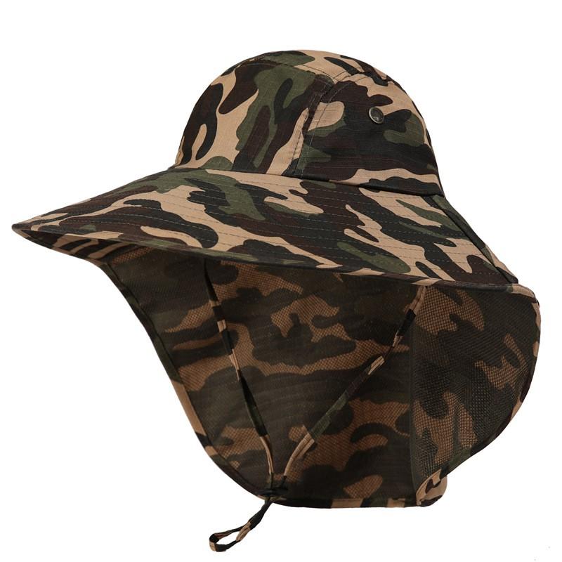 Mens Wide Brim Sun Hat Fishing Hiking Outdoor Travel UV Protection Neck Cover Adjustable Foldable Bucket M 56-58 cm
