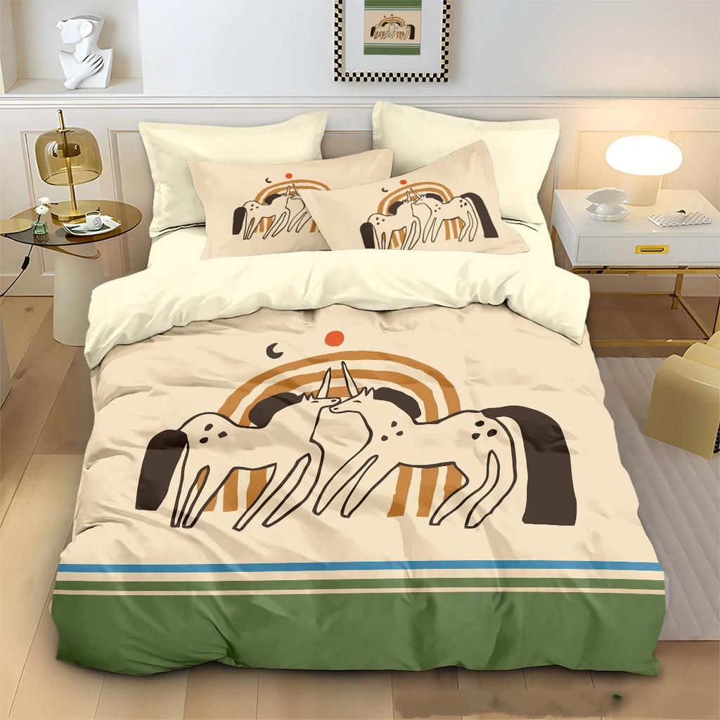 Vintage Horse Painting Duvet Cover Abstract art Pattern Bedding Set Comforter Cover for Gifts Single Twin Full Queen King Size