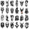 12pcs 3D Tattoo Stickers Black Disposable Water Transfer Printing Stickers Temporary Tatto Sticker Body Art Fake Tattoo