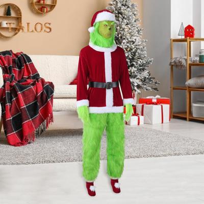 1 Set Christmas Costume Includes Top Pants Hat Belt Gloves And Shoe Cover Cartoon Furry Animal Cosplay Santa Performance Drama Stage Opera Outfit