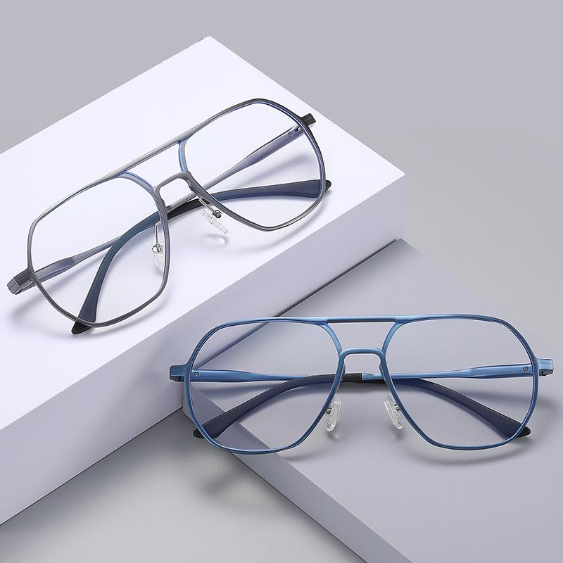 Hochwertige Aluminium- und Magnesium-Lesebrille für Herren, großes Gestell, Blaulichtfilter, Pilotenbrille, Metall, Altersweitsichtbrille