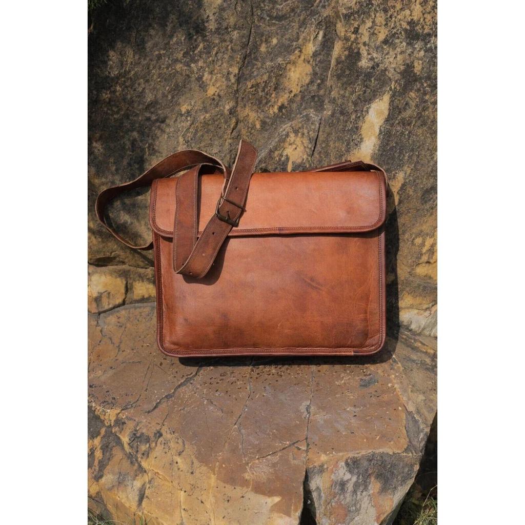 Bag Men Leather Vintage Messenger Satchel Shoulder Laptop Genuine