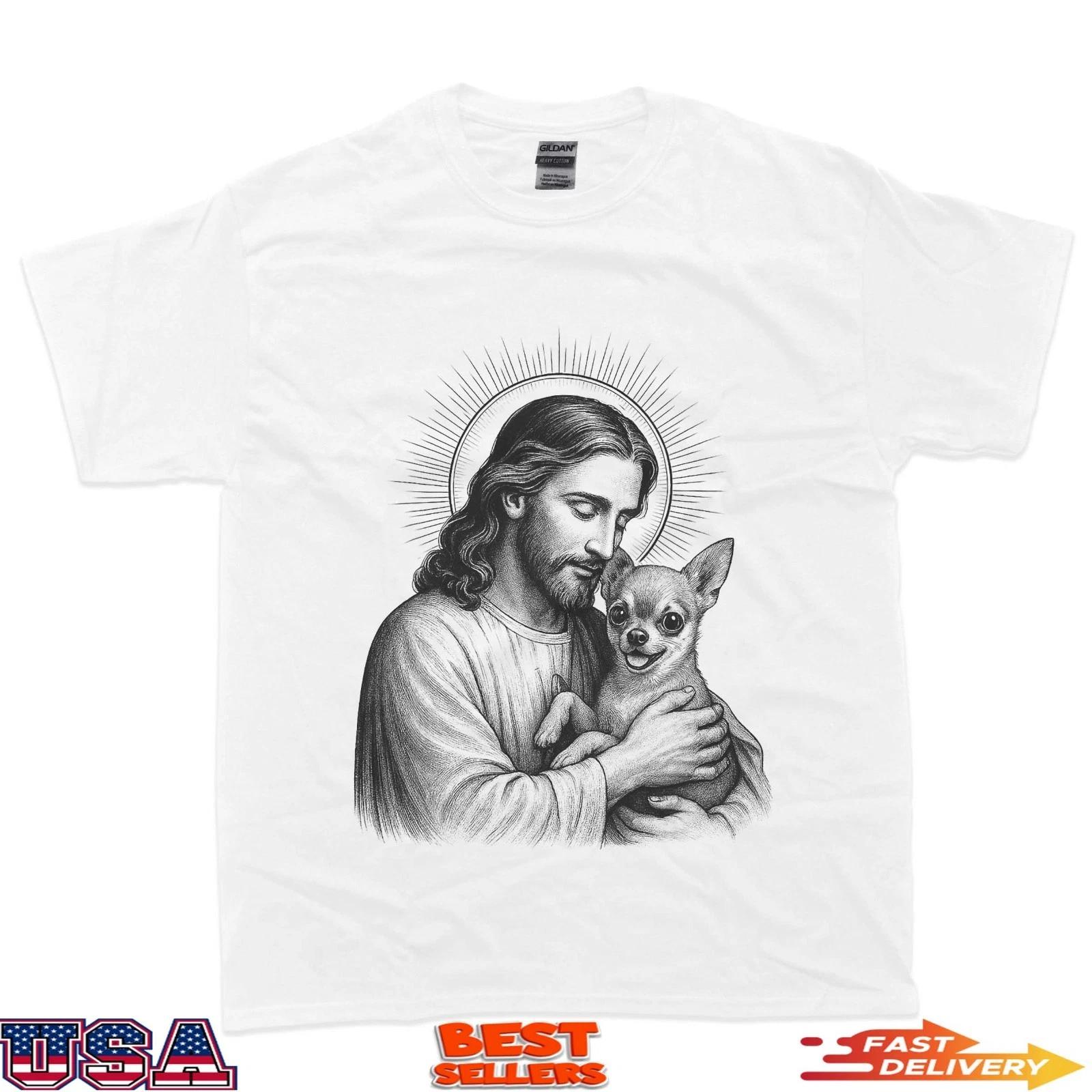 

Jesus & Chihuahua Lover Christian Chihuahua Lover Dog Mom 100% Cotton T-shirt Mens Tees Top 4XL
