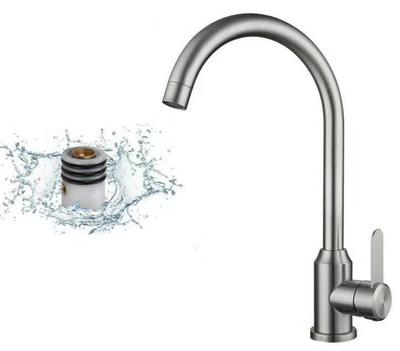 Küchenarmatur aus Edelstahl 304 mit rotierendem Spülbecken und Gemüsewaschbecken-Wasserhahn mit Kalt- und Heißbürsten-Kugellager