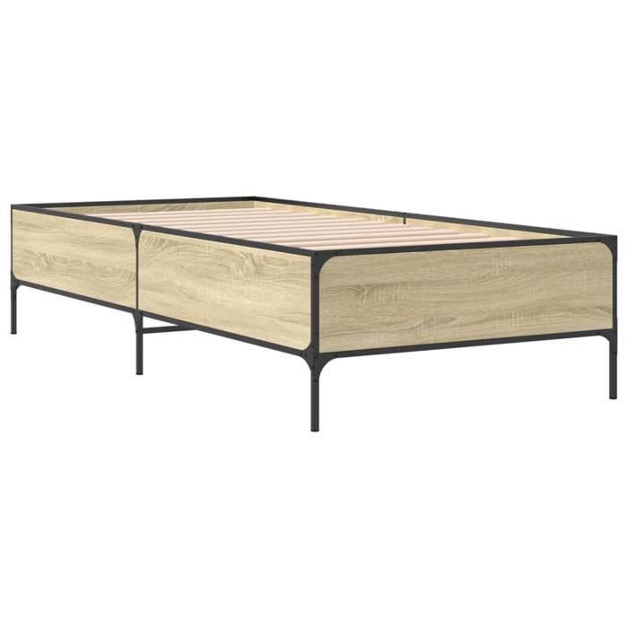 VidaXL Bed Frames Sonoma Oak 90x200 Cm Engineered Wood and Metal, Bed, Guest Bed, Single Bed, Bedroom Furniture At 844967
