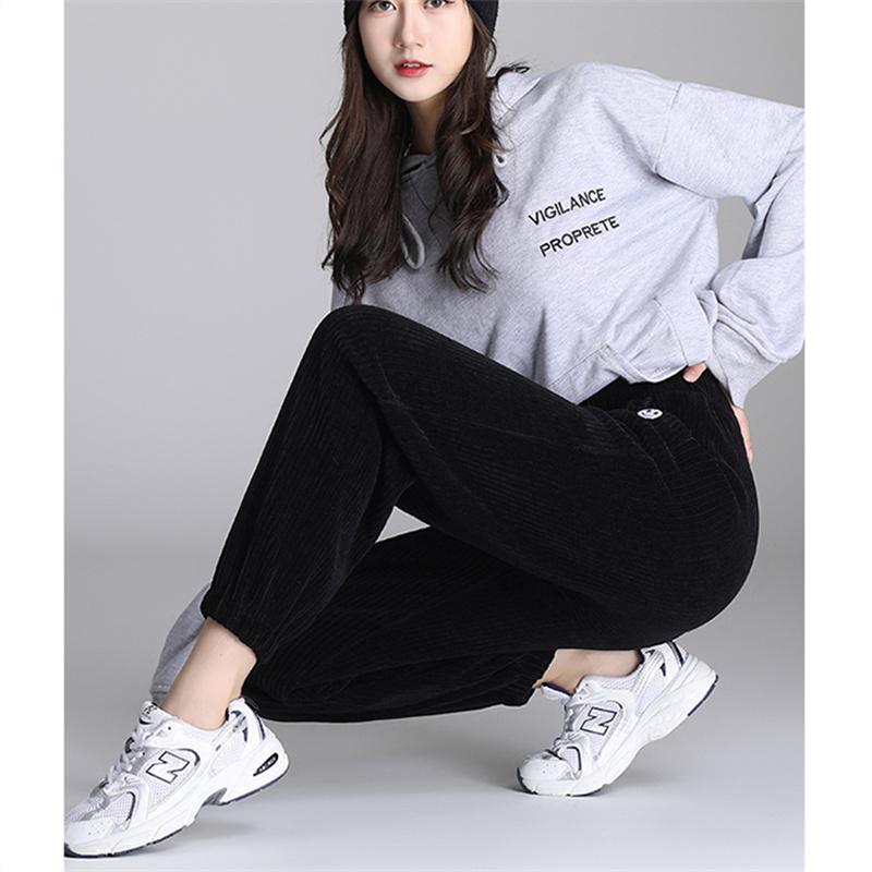 2022 Autumn Winter Women Casual Loose Pants Harajuku Women Sport Running Fleece Sweatpants Solid Thick Warm Female Streetwear