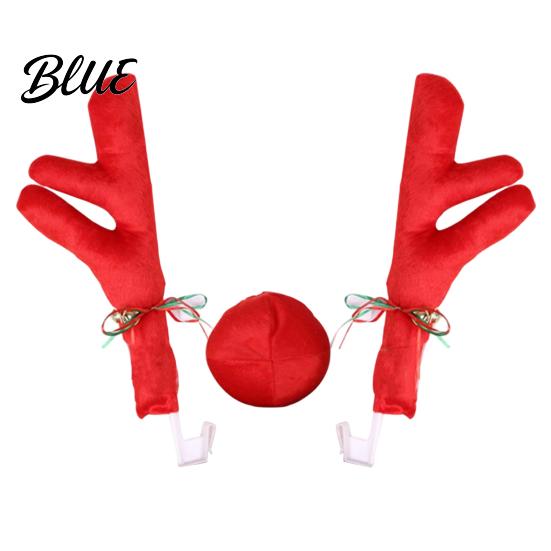Weihnachtsparty Auto Zubehör Rentiergeweih mit Roter Nase, Plüsch Fahrzeug Dekoration Lustiges Außen Kit Glöckchen Band, Festliches Auto für Feiertage