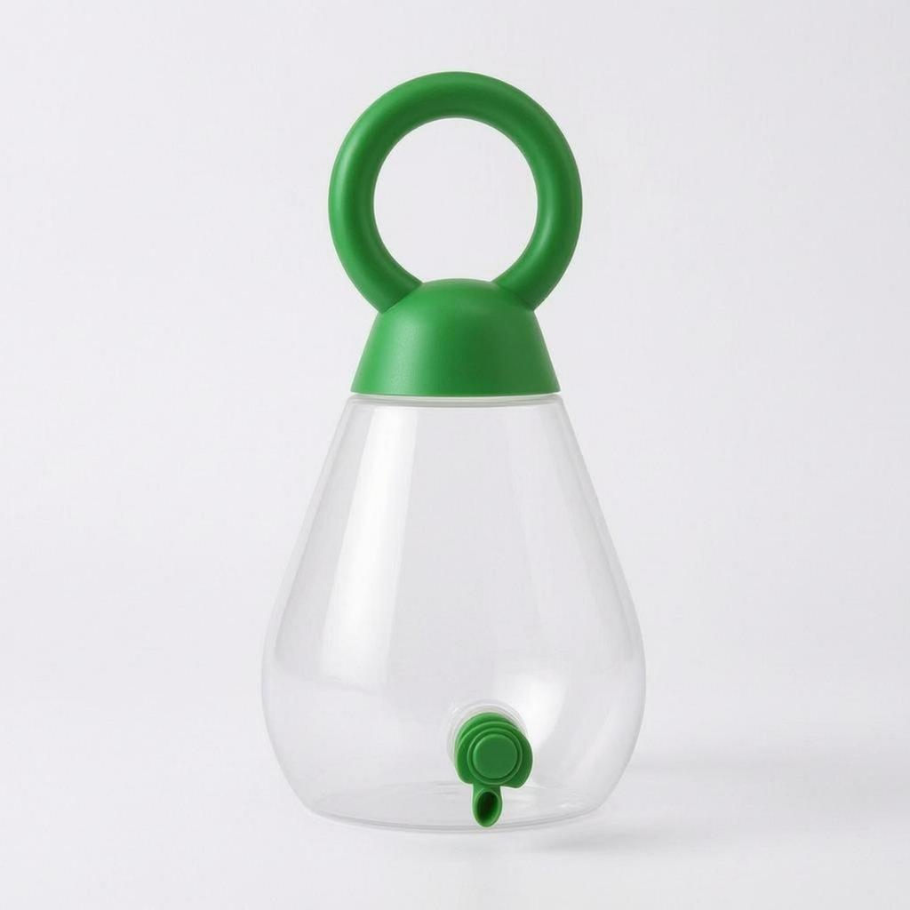 Dispenser Bevande a Goccia Manico Verde Caraffa Trasparente per Tè Freddo con Rubinetto