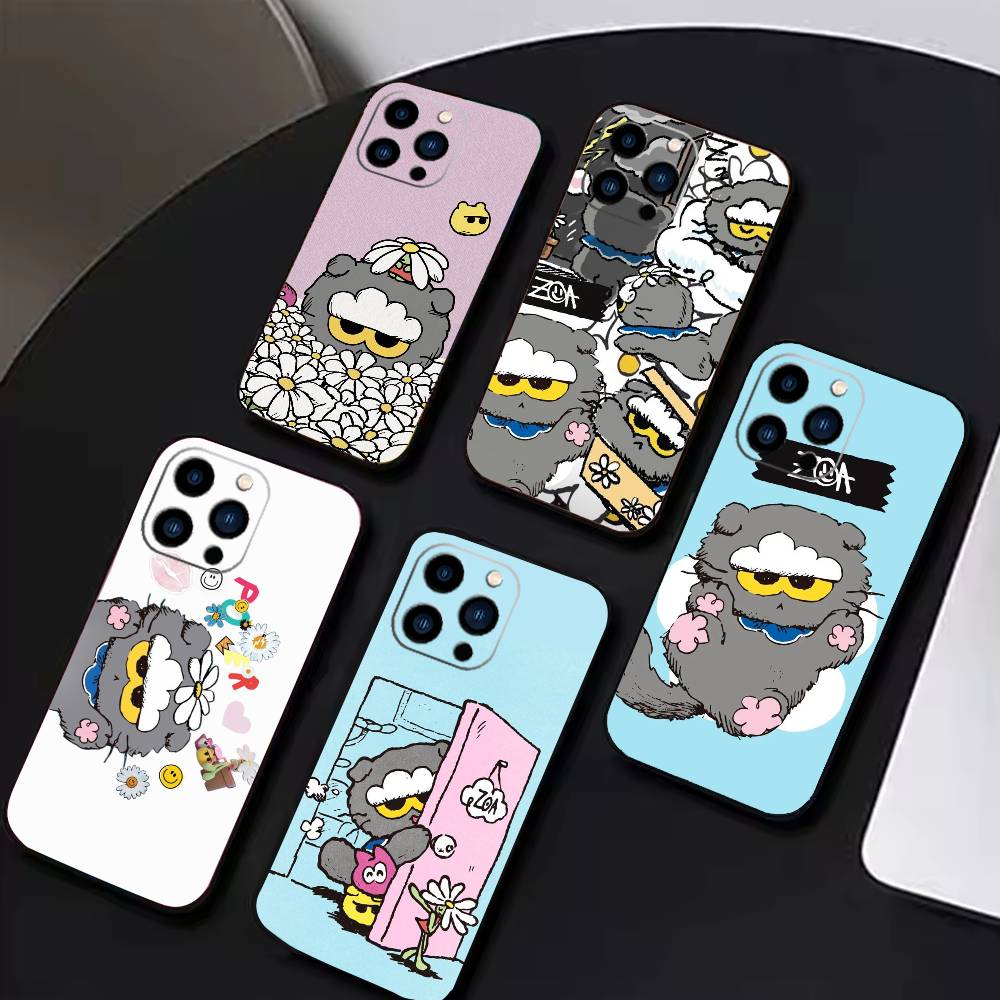 Cute GD Trendy Cartoon ZO Friends Phone Case For iPhone 17 16 15 14 13 12 Max Plus Silicone Black Cover