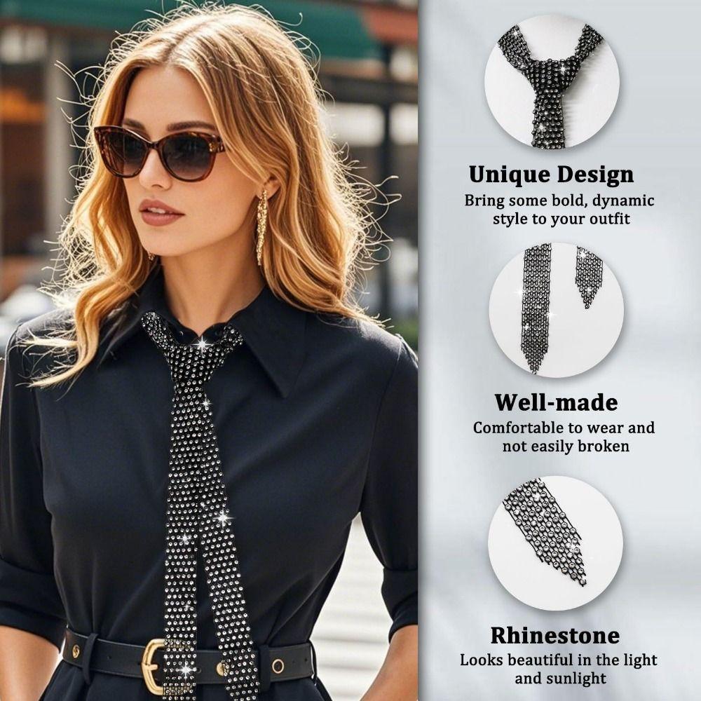 Trendy 1.3M Long Bling Scarf Neckerchief Sparkling Luxury Choker Necklace Crystal Necktie Collar Jewelry Collar