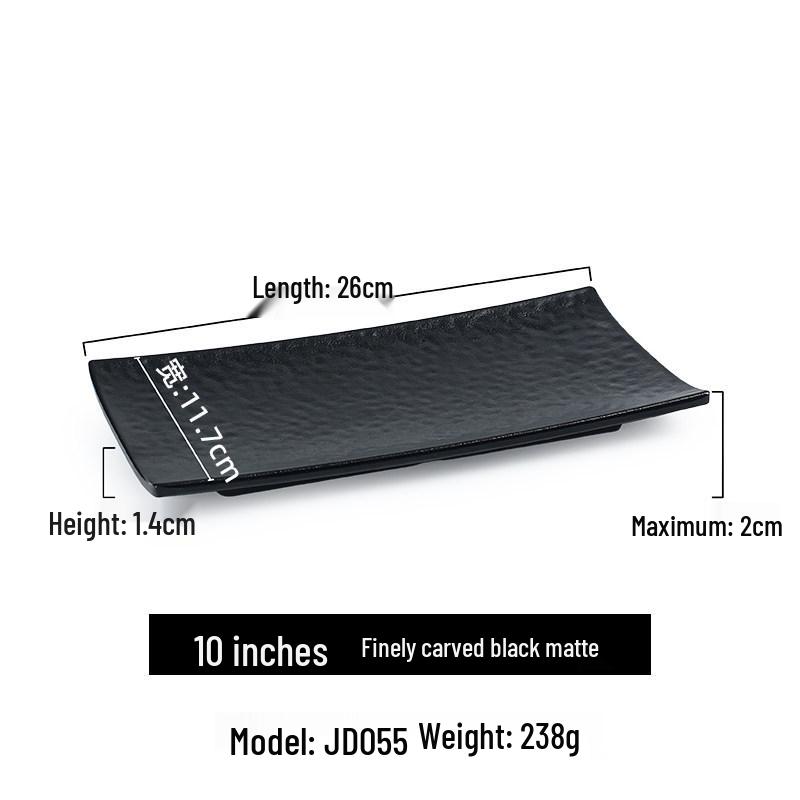 Melamine Black BBQ Plate: Creative Rectangular Hot Pot and Side Dish Plate for Restaurants