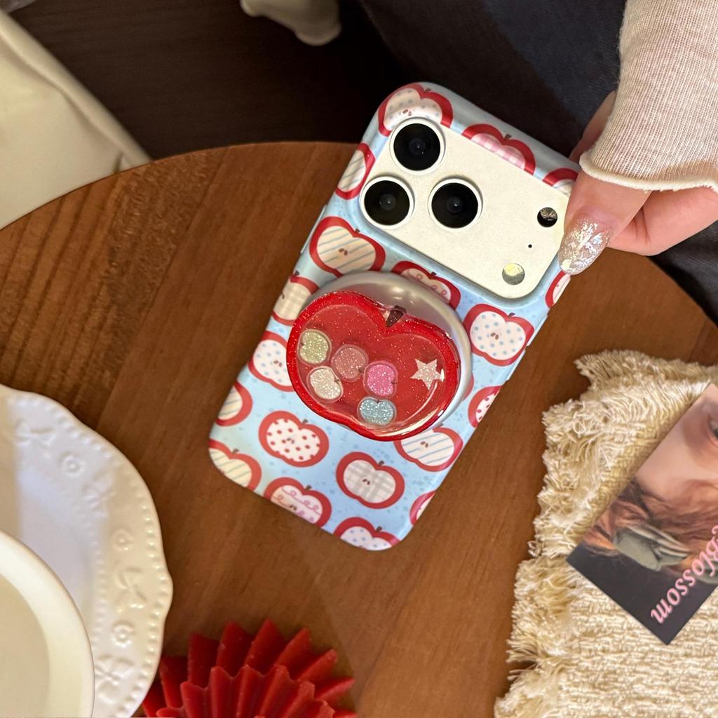 Creative Red Apple Magnetic Phone Case Compatible with iPhone 16, iPhone 17, and iPhone 17 Pro Max