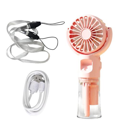 Handventilator, Wassersprüh-Kühlventilator mit 4 Geschwindigkeitseinstellungen, geräuscharm, wiederaufladbarer, batteriebetriebener Vernebelungsventilator mit Trageband