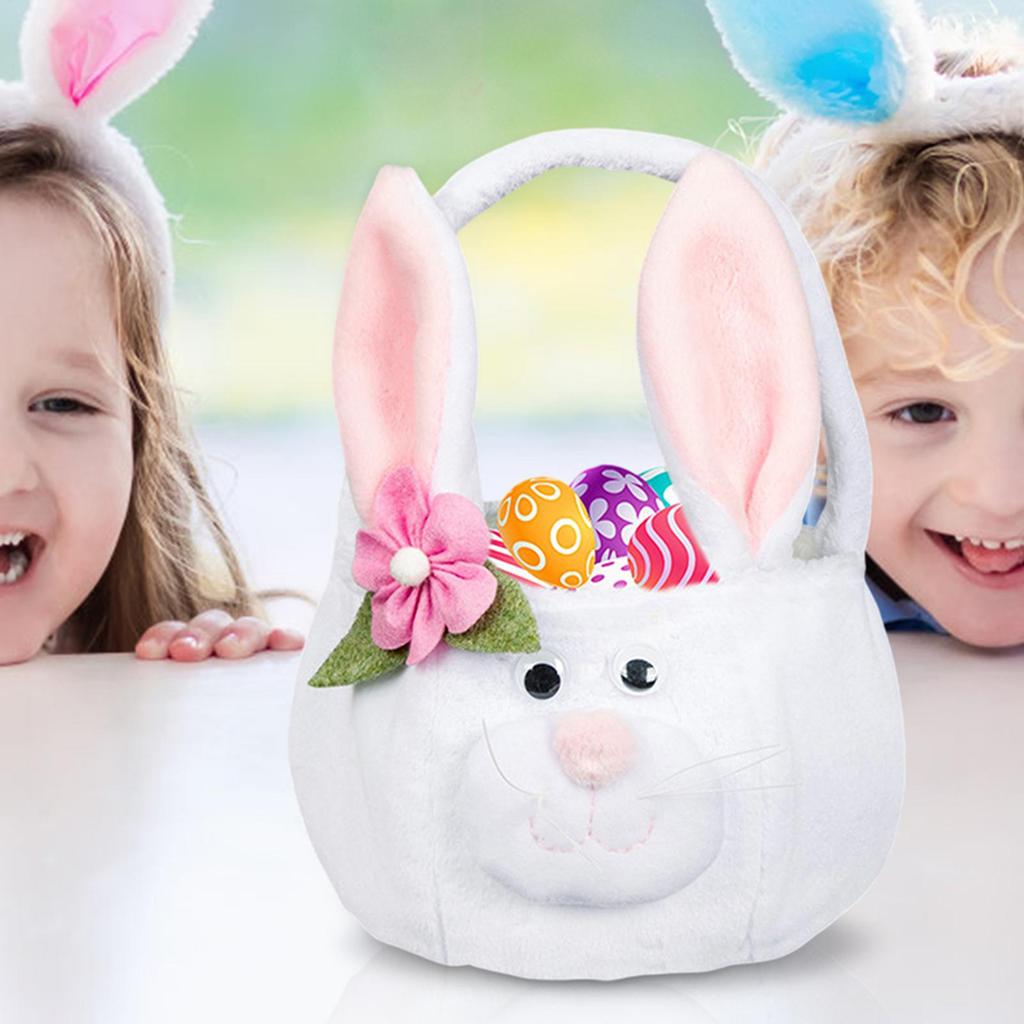 Small Easter Baskets Bunny Ears Egg Hunt Treat Bag With Handle Easter Bunny Basket Bags For Decorations Party Chocolates Holiday