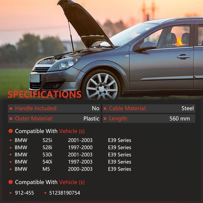 Car Engine Center Hood Latch Cable Hood Release Wire For BMW 5 Series E39 525I 530I 1998 - 2005 51238190754, 912-455, 912455