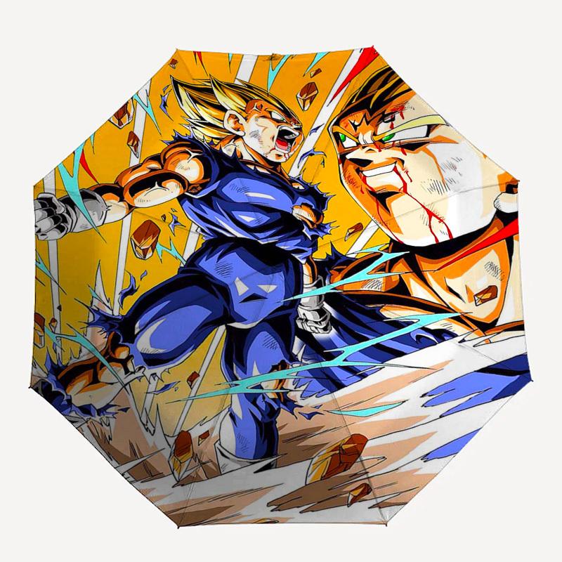 1pc Dragon Ball Z Vegeta & Goku Outdoor Umbrella - Automatic Opening/Closing - Portable 3-Fold Design - 8 Bone Iron Frame - Ideal Gift for Fans, Trave