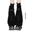 Pocketed Denims Leg Warmers for Womens Harajuku Punk Buckled Strap Boot Cover Flared Over Knee Long Socks Streetwear