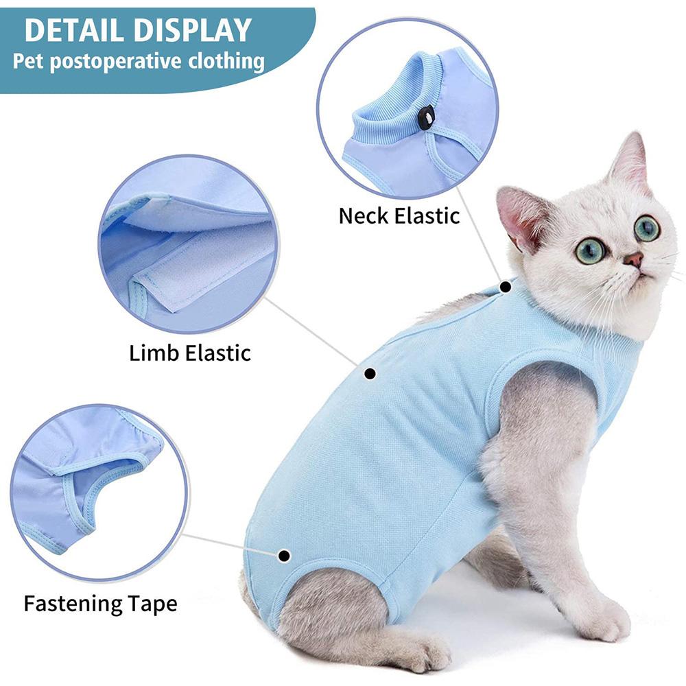 INS Cat Recovery Suit for Abdominal Wounds Breathable E Collar Alternative for Anti Licking Dog Pet