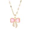 Bow Necklace Women'S Light Luxury Simple Magic Stone Pendant