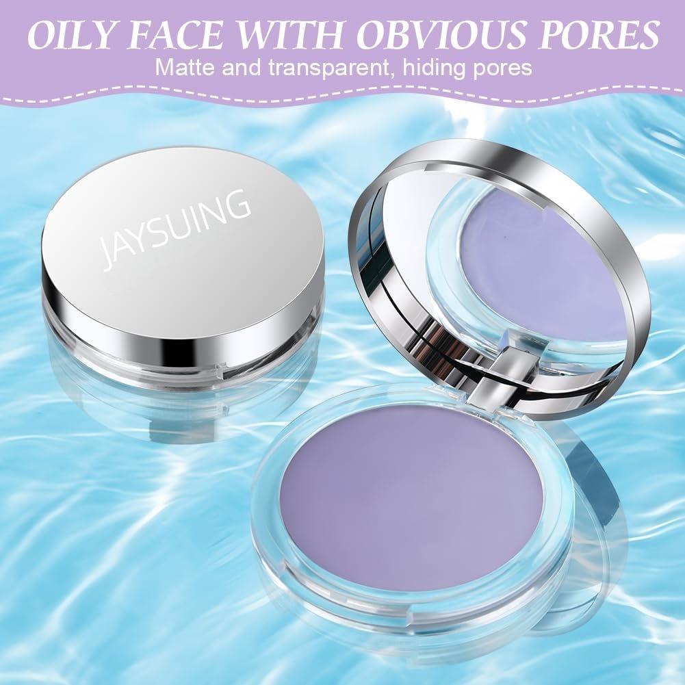 Lavender Matte Powder with Puff Oil Control Natural Long Lasting Shine-Free Women Girls Makeup Face Conceal Pressed Setting Powder