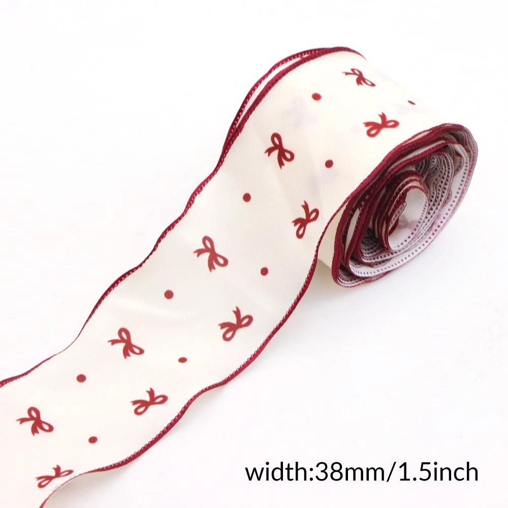 5 Yards Imitation Cotton Linen Bowknot Printed Ribbon Linen Ribbon Wedding Bouquet Decoration bow