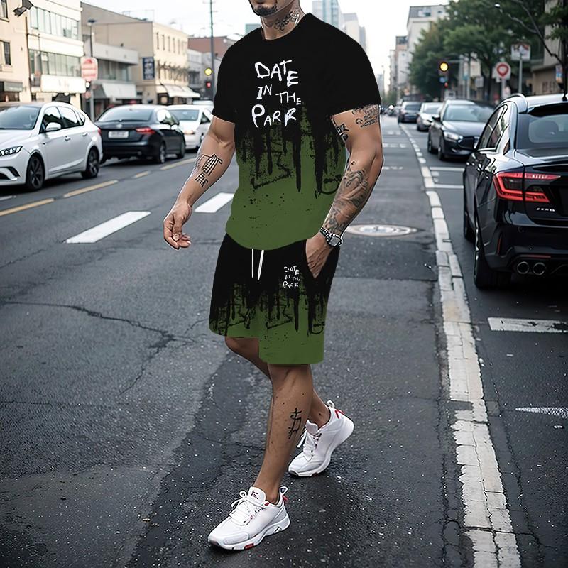 Men's Two-piece Sportswear Short Sleeved T-shirt and Shorts Set Running and Fitness Sportswear 2025 Summer Fashion New Item