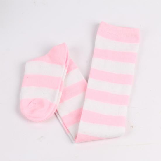 Stockings Color Block Striped Women Over The Knee Thigh High Socks for Christmas