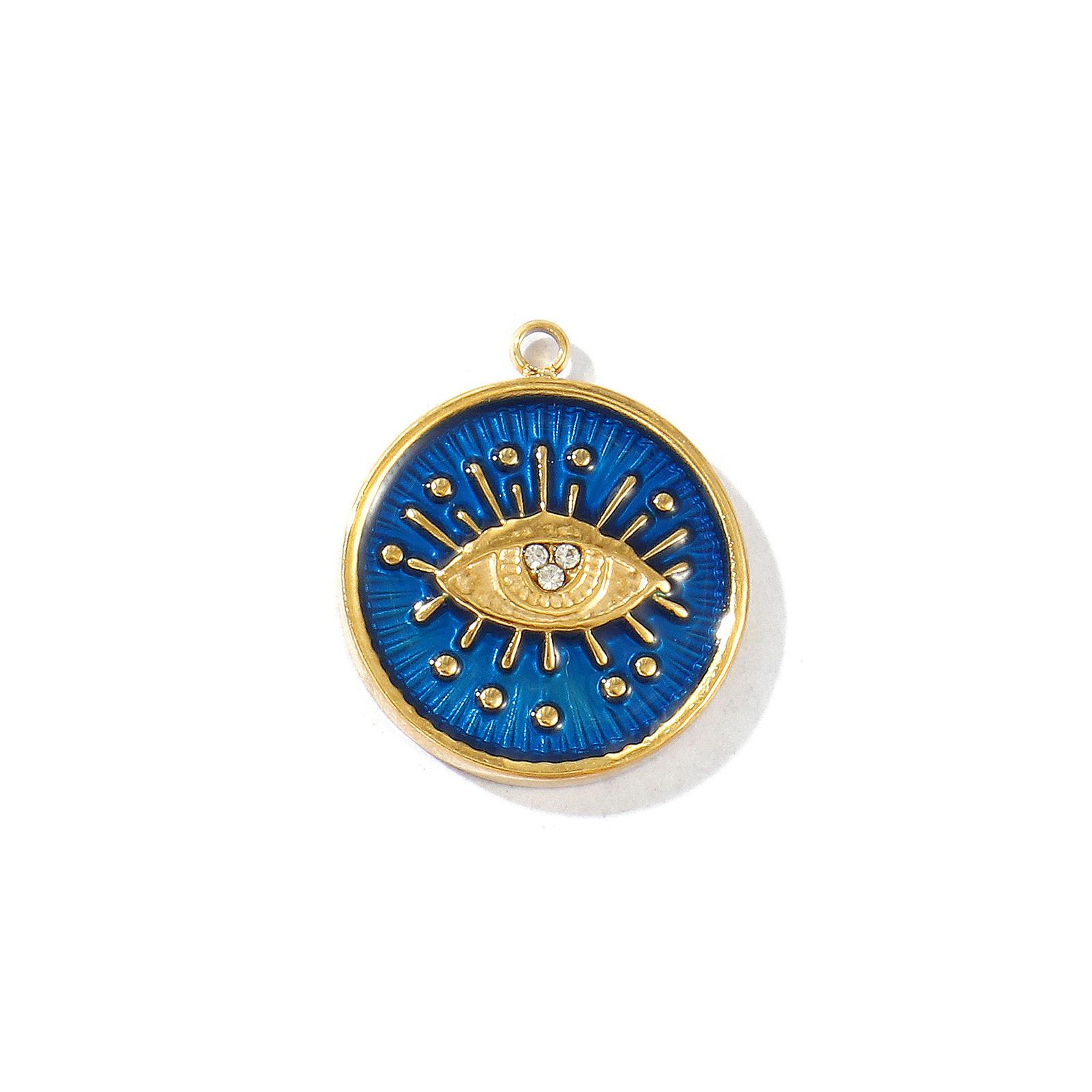

1 Piece 304 Stainless Steel Religious Charms 18K Gold Plated Enamel Clear Rhinestone Eye of God Pendants For DIY Necklace Making