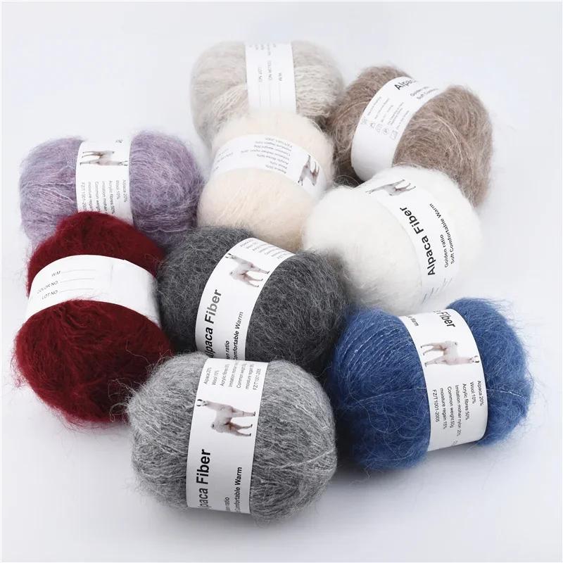 1 szt. 50g Przędza z Moheru Alpaki Długi Plusz Gruba Wełna Szydełkowa Do Robienia na Drutach Szalika Swetra dla Dzieci Letni Zimowy Nici 380m/416yd