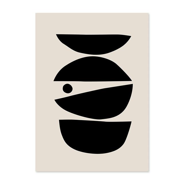 Beige Black Poster Abstract Geometry Female Canvas Painting Wall Printing Picture Bedroom Living Room Indoor