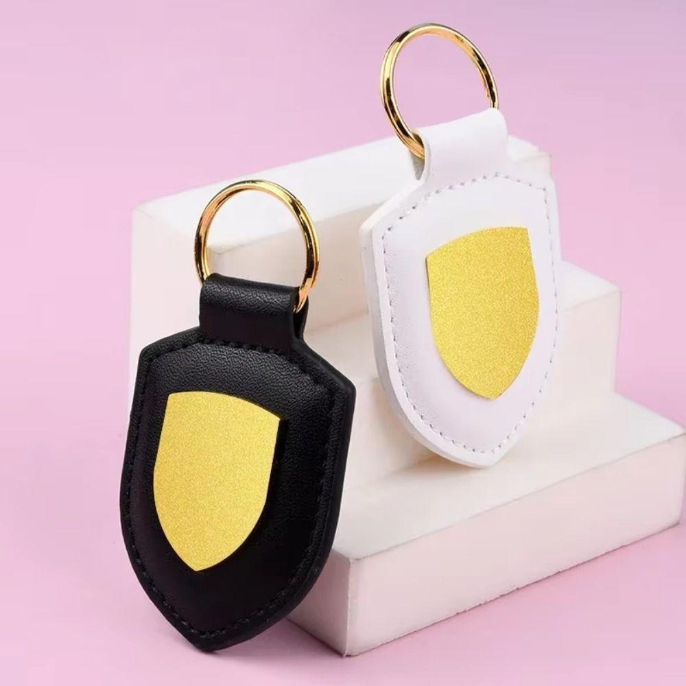 Exquisite Car Keychain Leather Metal Pendant Creative Shield Car Keychain  Travel