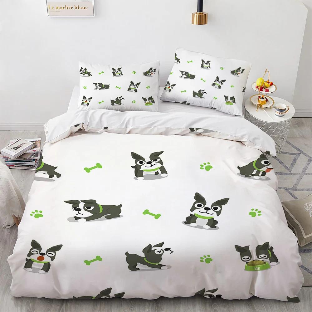 Corgi Dog King Queen Duvet Cover Yellow Cartoon Puppy Bedding Set for Kids Boys Girls Kawaii Pet Animal Pink 2/3pcs Quilt Cover