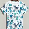 Moda Uomo T-shirt da Uomo Stampata 3D Girocollo Manica Corta Trendy Streetwear