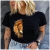 Men Women's Polyester 100% The Lion Bible Print T-shirt Loose Round Neck Casual Short Sleeve Fashion Top  Clothing Summer