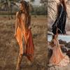 European and American Women's Clothing Summer Sexy Sleeveless Neck Strap Halter Print Dress