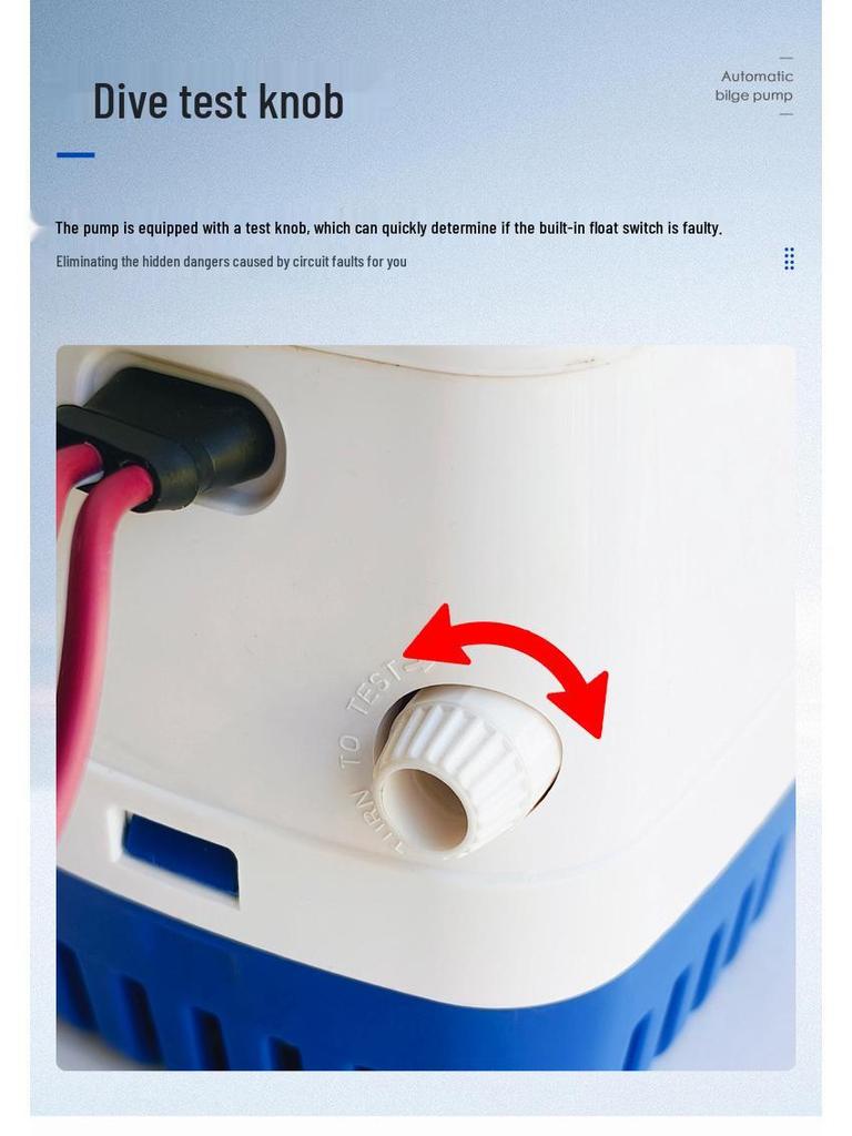 12V Automatic Marine Bilge Pump for Low Water Levels - Small DC Submersible Pump for Yachts and RVs