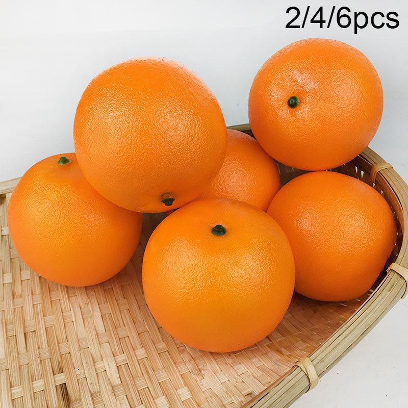 2/4/6Pcs Artificial Orange Diy Fake Fruits Kindergarten Plastic Fruit For Christmas Home Wedding Photography Decoration