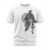 Men's Norse Mythology Viking T-Shirt - Odin Raven Hugin Munin Valknut Rune Design, 100% Cotton Casual Round Neck Short Sleeve Shirt with Viking Rune