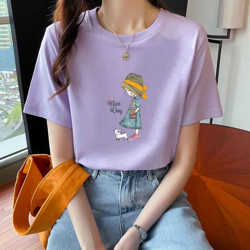 

VEZFAA Жіночі модні повсякденні літні весняні блузки та сорочки з короткими рукавами та круглим вирізом M