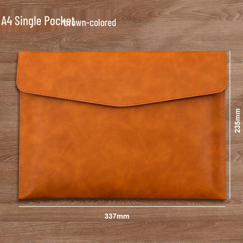 A4 Double-Layer Large Capacity Document and Laptop Leather Protector Bag