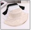 Rhinestone Decorated Solid Color Spring Summer Fisherman Hat Breathable Outdoor Basin Cap Fashionable Versatile Hat for Men Wome