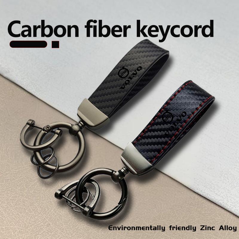 Car Carbon Fiber Keychain Strap Key Chain Rope Ring Lanyard Holder For Volvo V40 V60 C30 C70 S60 S80 S90 XC40 XC60 XC70 XC90 T6