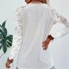 Women's Casual V-neck Lace Patchwork Cutout Blouse Top