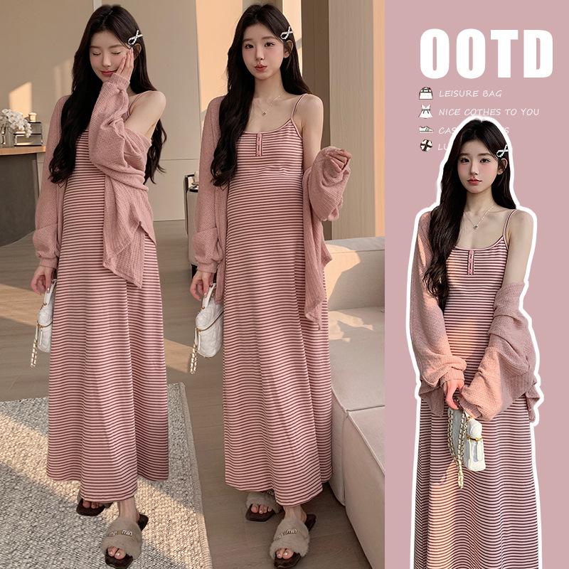 2026 Spring Pure Desire Spaghetti Strap Dress & Knit Cardigan Set 2XL