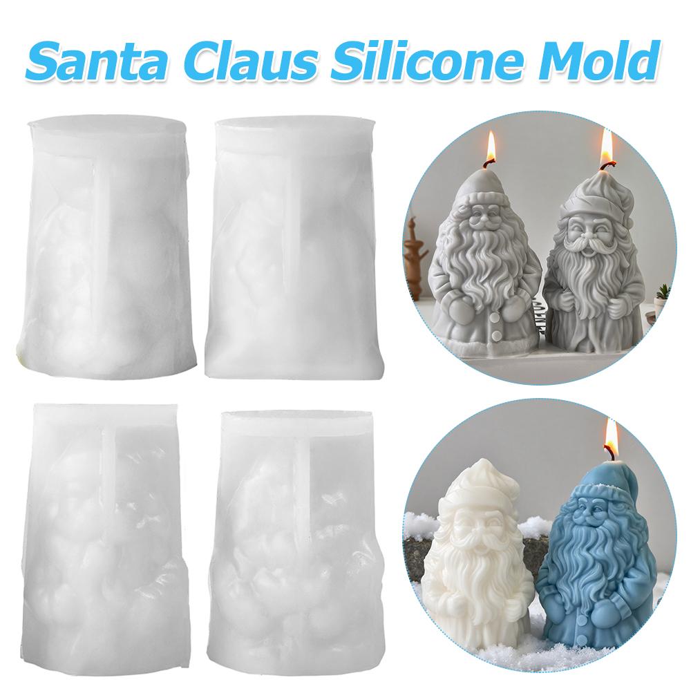 Aroma Candle Plaster Resin Ornaments Molds Santa Claus Candle Silicone Molds for DIY Candle Making Polymer Clay Craft Plaster