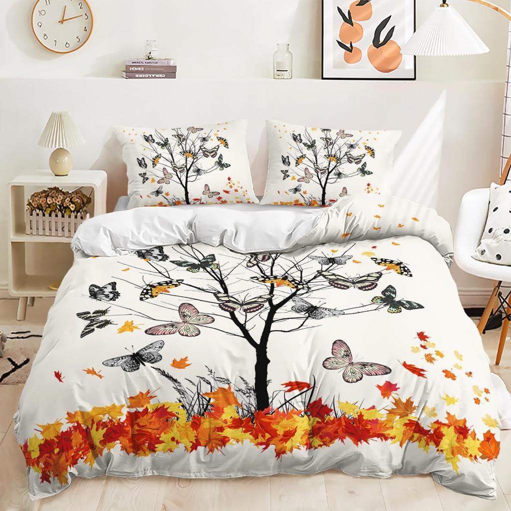Purple Butterfly Three-Piece Digital Printing Kit 3D Duvet Set Bedding