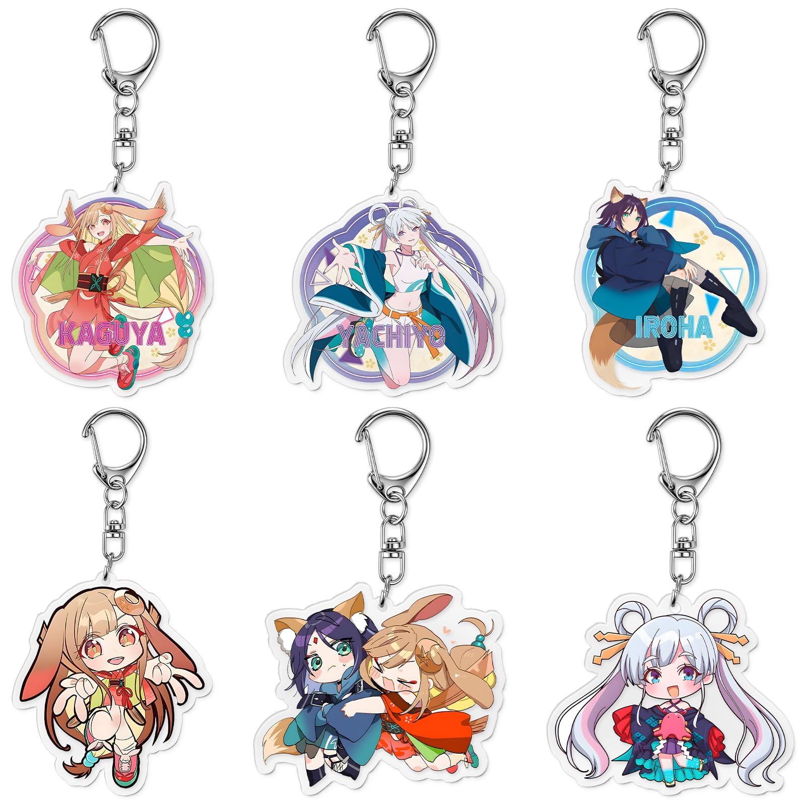 Super Keychain Set Sakayori Tsukimi Yachiyo Anime Goods Bag Key Charm Unofficial [Fantasyon] Kaguya-hime 6-Piece - Kaguya, Iroha, - - Lightweight,